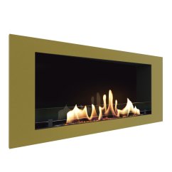 Биокамин встраиваемый SteelHeat LONG 900 с рамкой цвет латунь
