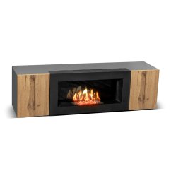 Тумба под ТВ с биокамином SteelHeat IMOLA 140 см (корпус Графит / фасады дуб Вотан)