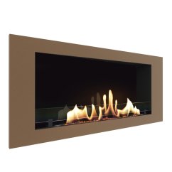 Биокамин встраиваемый SteelHeat LONG 900 с рамкой цвет бронза