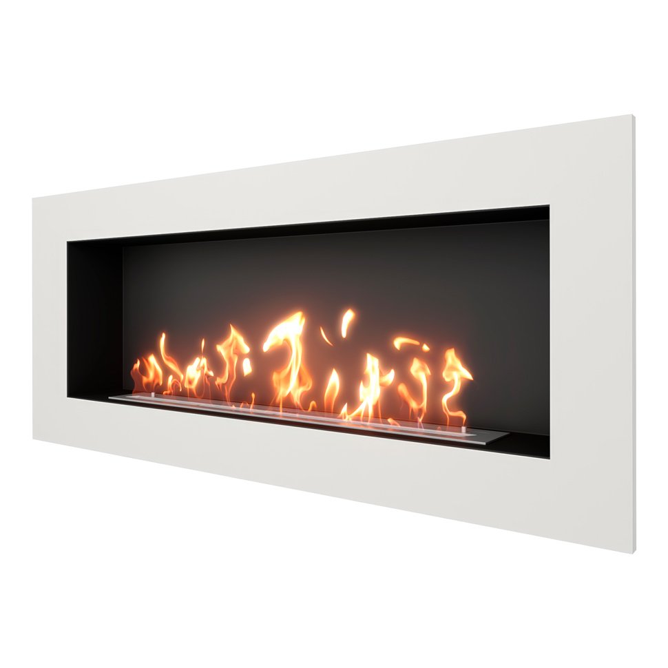 Биокамин встраиваемый SteelHeat GRAND 1500 с рамкой цвет белый