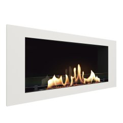 Биокамин встраиваемый SteelHeat LONG 900 с рамкой цвет белый